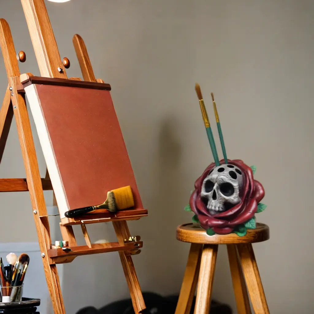 Porte-pinceau Skull Rose