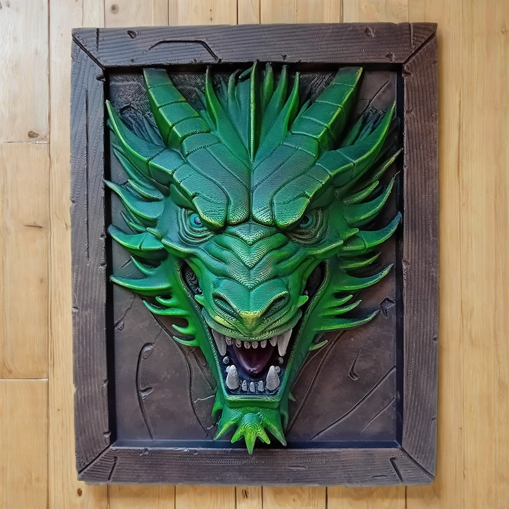 Cadre relief dragon vert