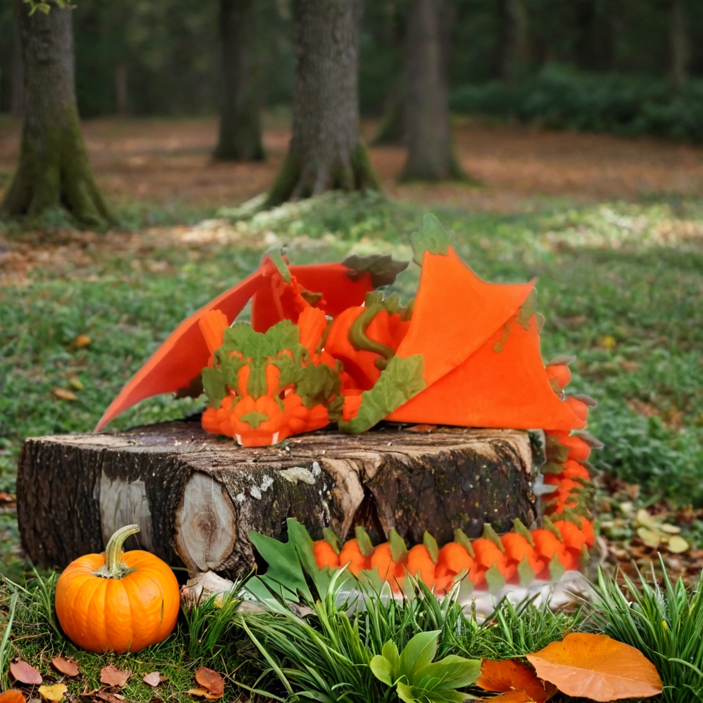 Figurine articulée PLA - Dragon-citrouille Figurine articulée PLA - Dragon-citrouille