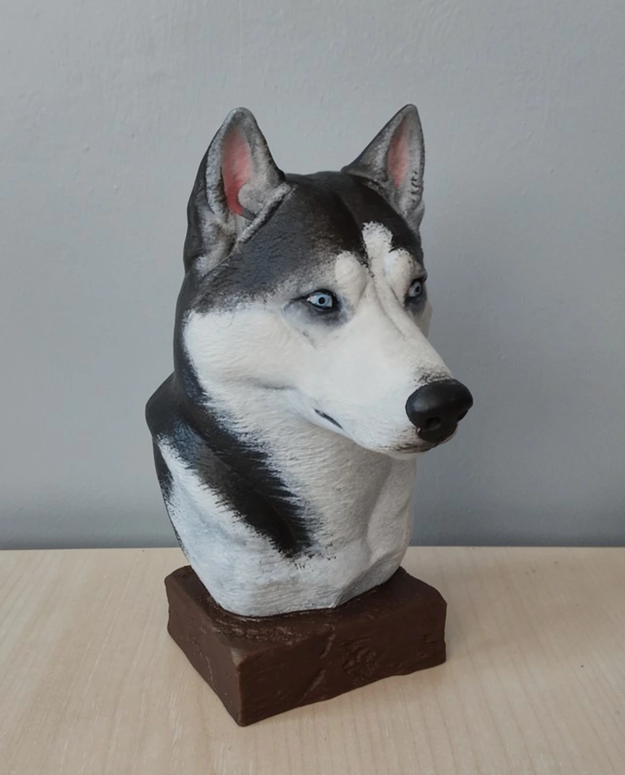 PLA peint 20 cm - Buste Husky
