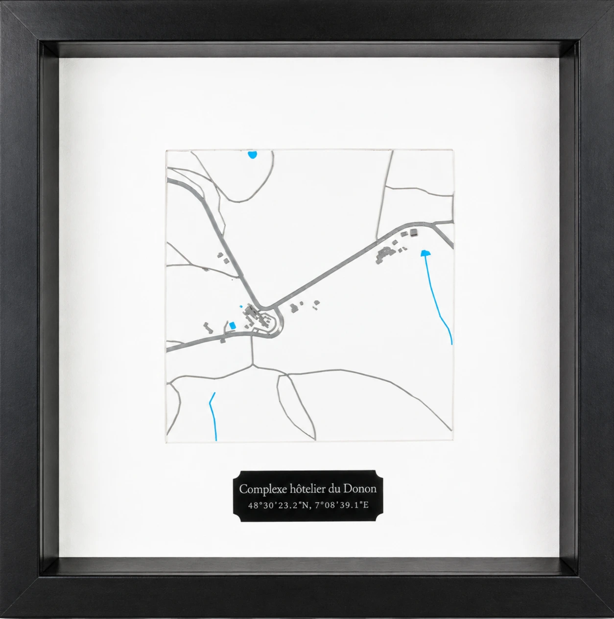 Carte en relief - cadre noir 25x25 cm