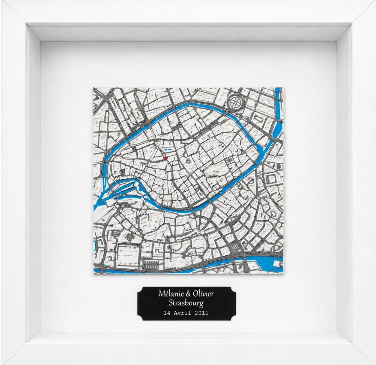 Carte en relief - cadre blanc 25x25 cm